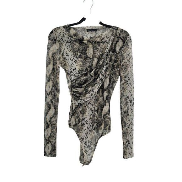 JLuxlabel Snake Long Sleeve Wrap Bodysuit Leggings Set Sz M Sheer Sexy Chic - Picture 4 of 16